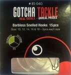 Gotcha Barbless Snelled Hooks Sizes 10-18 15pc